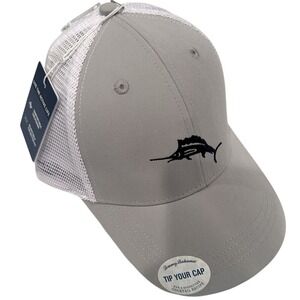 Tommy Bahama Tip Your Cap Marlin‎ Margarita Snapback Trucker Hat Gray White NWT